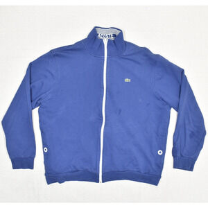 Lacoste Men's Full Zip Bomber Jacket Solid Cotton Blue Size 7 STAINED